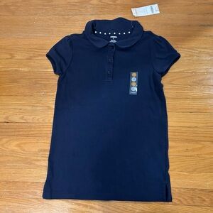 BNWT Gymboree Navy cotton Polo Shirt with cute ruffled shoulders